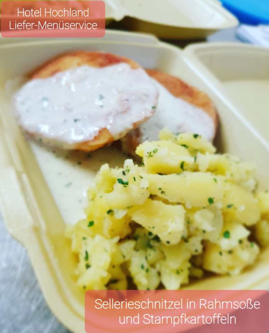 Sellerieschnitzel in Rahmsauce und Stampfkartoffeln